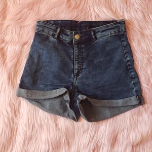 H&M DIVIDED High Waist Navy Blue  Stonewashed Jean Shorts in size 8 NWT